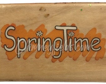 New Docrafts "Springtime" Small Wood Mounted Rubber Stamp 25246