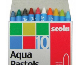 Scola Aqua Pastels Box Of 10 Colours, Use Wet Or Dry.