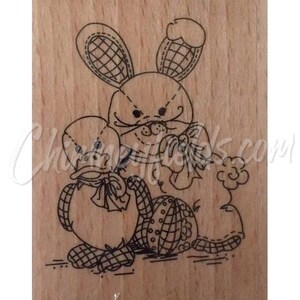 Nieuwe creatie en ambachtelijke schattige "konijn- en eendspeelgoed" op hout gemonteerde rubberen stempel, ideaal voor baby- of paasknutsels.