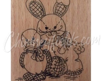 New Create And Craft Cute "Rabbit & Duck Toys" Wood Mounted Rubber Stamp, Ideal for Baby Or Easter Crafts.