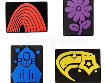 Large Rainbow, Flower, Rocket & Star Shaped Children's Foam Stamps