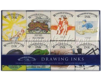 Winsor & Newton "William" Collection Drawing Ink Set Of 8 X 14ml Bottles