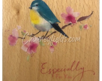 Unused Docrafts Henbury Lane "Especially For You" Bluetit Bird Wood Mounted Rubber Stamp