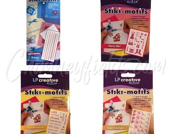 LP Creative "Stiki-Motifs" In 4 Designs Borders Corners Congratulations Party Double Sided Adhesive Patterns & Shapes