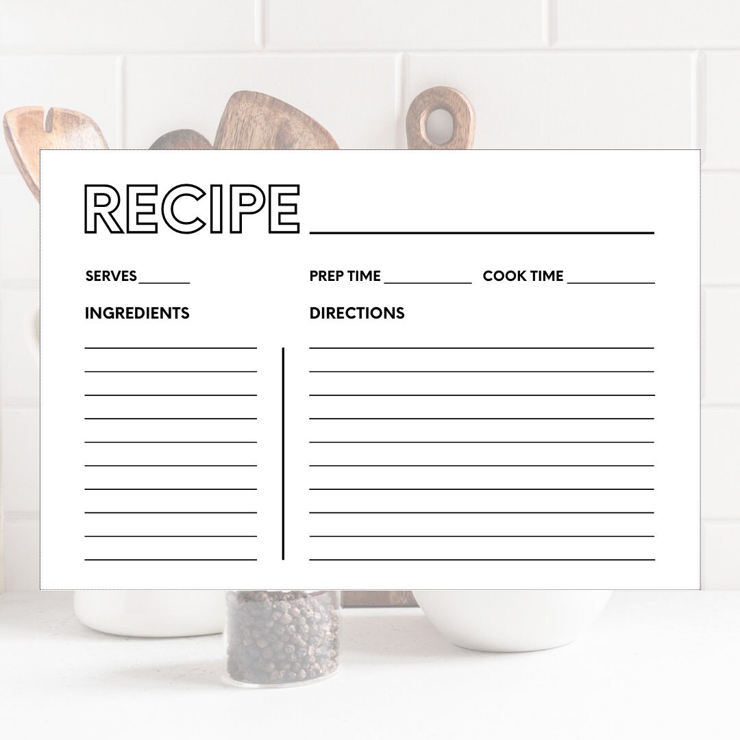 Recipe Card Template, 4x6 Printable Design, PDF Digital Download ...