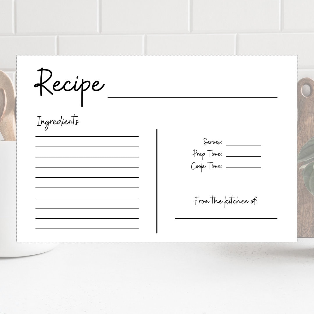 Recipe Card Template, 4x6 Printable Design, PDF Digital Download ...