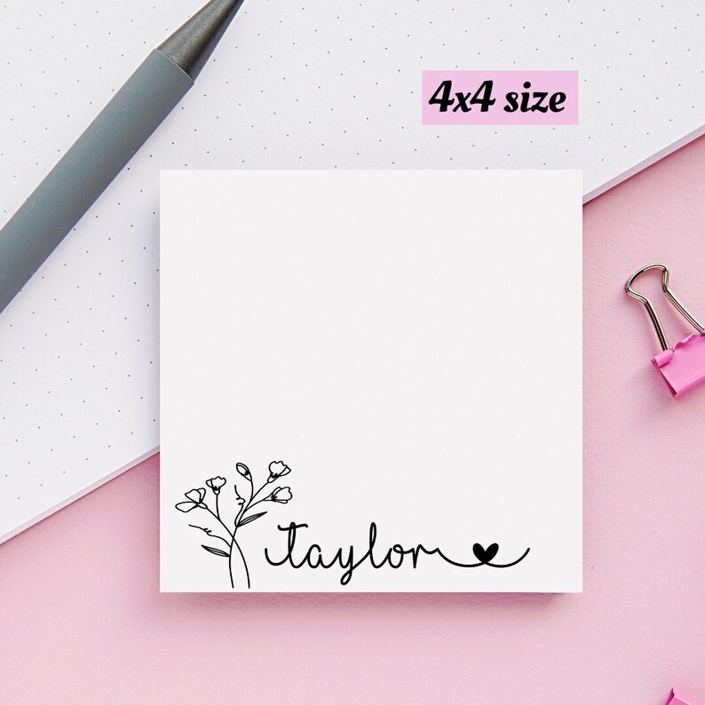 April 4th Sticky Note Birth Flower Sticky Notes With Names, April Birth Flower Notepad ...