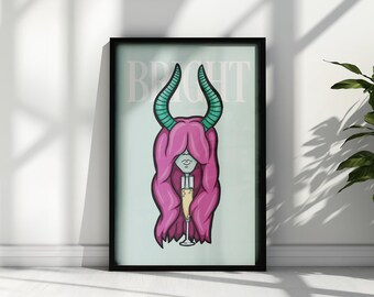 BRILLANTE - Mujer en copa de champán Descarga digital de arte
