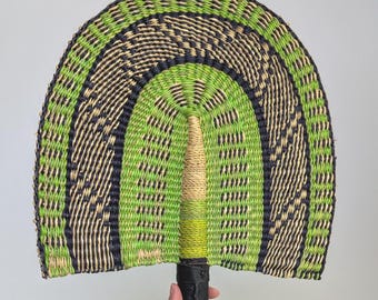 Green Bolga Fan Wall Decor | Handwoven African Fan for Personal Use or Home Decor