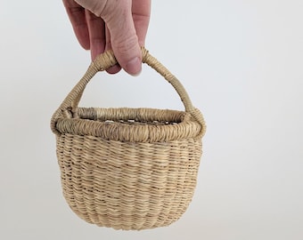 Set of 2 Handwoven Mini African Bolga Basket, Nursery Decor & Tiny Storage