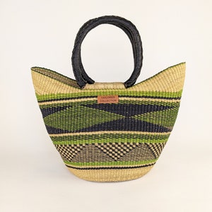 Resort-Tasche Schwarze Ledergriffe Große Boho-Strandtasche Pool-Tasche, wiederverwendbare Markttasche Afrikanischer Einkaufskorb Chic Stroh tragen alle Reisetasche