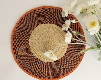 Set of 4 Handwoven Orange Placemat, African Table Centerpiece Decor