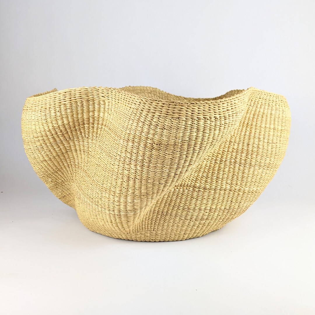 Large Wavy Basket Made in Ghana Raw Allnatural Grass Etsy