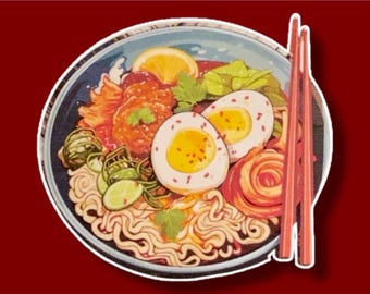 Ramen Noodles Sticker | Glossy or Matte | Food Sticker | Decal