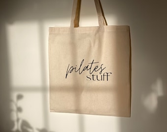 Pilates Stuff Cotton Tote | Pilates Class | Grab and Go | Affordable | Aesthetic | Calm and Simple