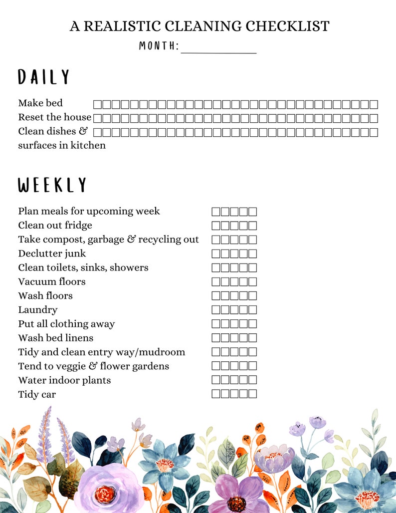 Cleaning Checklist | Home Use | Realistic | Manageable | Rhythm ...