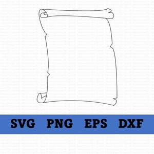 Outline of a scroll for page border designs. Formats available are SVG, PNG, EPS, and DXF.