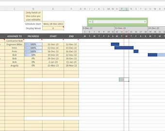 Project Management Gantt Chart in Excel
