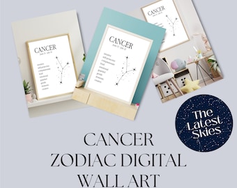 Cancer Zodiac Wall Art Print with Personality Traits, Cancer Zodiac Art, Astrology Wall Art, Astrology Gifts, Astrology Christmas Gift