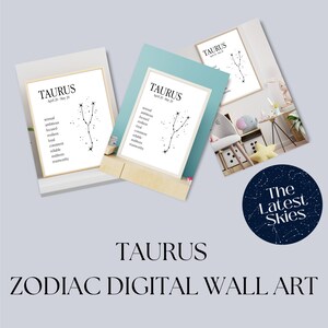 Taurus Zodiac Wall Art Print with Personality Traits, Taurus Zodiac Art, Astrology Wall Art, Astrology Gifts, Astrology Christmas Gift