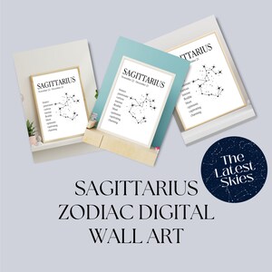 Sagittarius Zodiac Wall Art Print with Personality Traits, Sagittarius Art, Astrology Wall Art, Astrology Gifts, Astrology Christmas Gift
