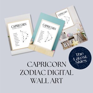 Capricorn Zodiac Wall Art Print with Personality Traits, Capricorn Zodiac Art, Astrology Wall Art, Astrology Gifts, Astrology Christmas Gift