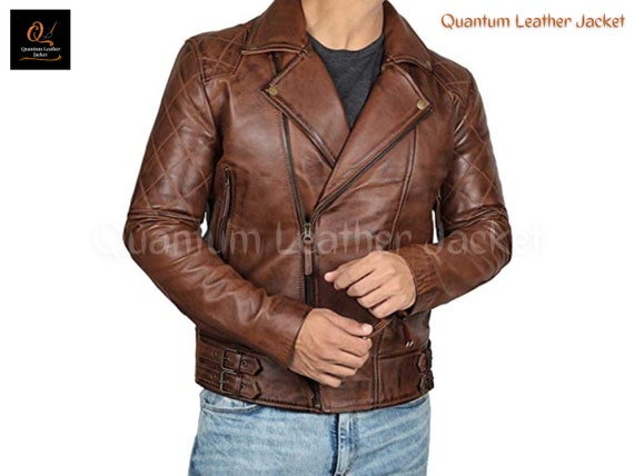 Hollywood Jackets Men's Motorcycle Chains Leather Jacket
