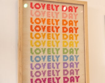 Original fibre art - lovely day -   needlepoint 70's embroidery
