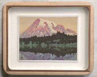 maple and walnut wood picture frame hand carved in Los Angeles