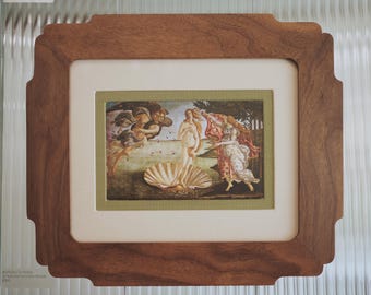 hand carved walnut picture frame "clamshell" design antique style