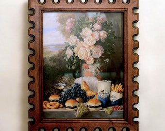Devonshire profile - castle carved frame made of walnut wood in custom sizes