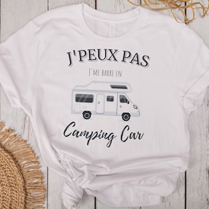 Personalized white cotton T-shirt - I can&#39;t, I&#39;m leaving in a camper van - regular fit, gender-neutral - Campervanist T-shirt