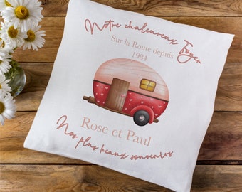 COUSSIN Caravane Personnalisé : Notre chaleureux Foyer, nos plus beaux souvenirs , prénoms et année depuis les premiers voyages