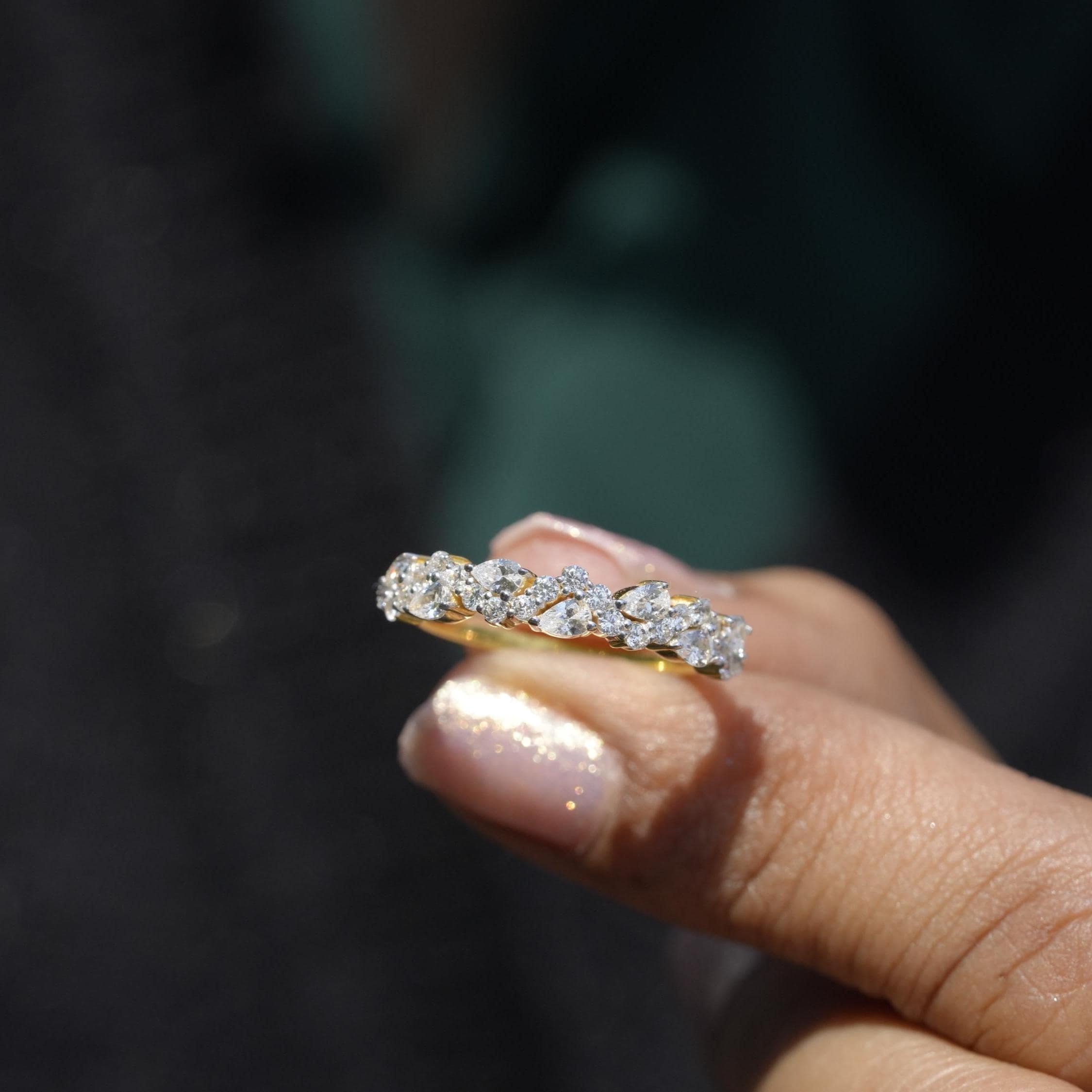 Wedding Satcking Band Yellow Gold Plated Bridal Wedding Band  Pear 925 Silver Matching Band Anniversary Gift CZ Minimalist Band Diamond Ring