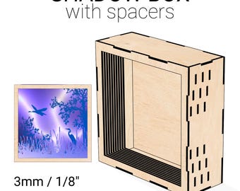 スペーサー付きシャドー ボックス、3 mm (1/8 インチ) MDF または合板