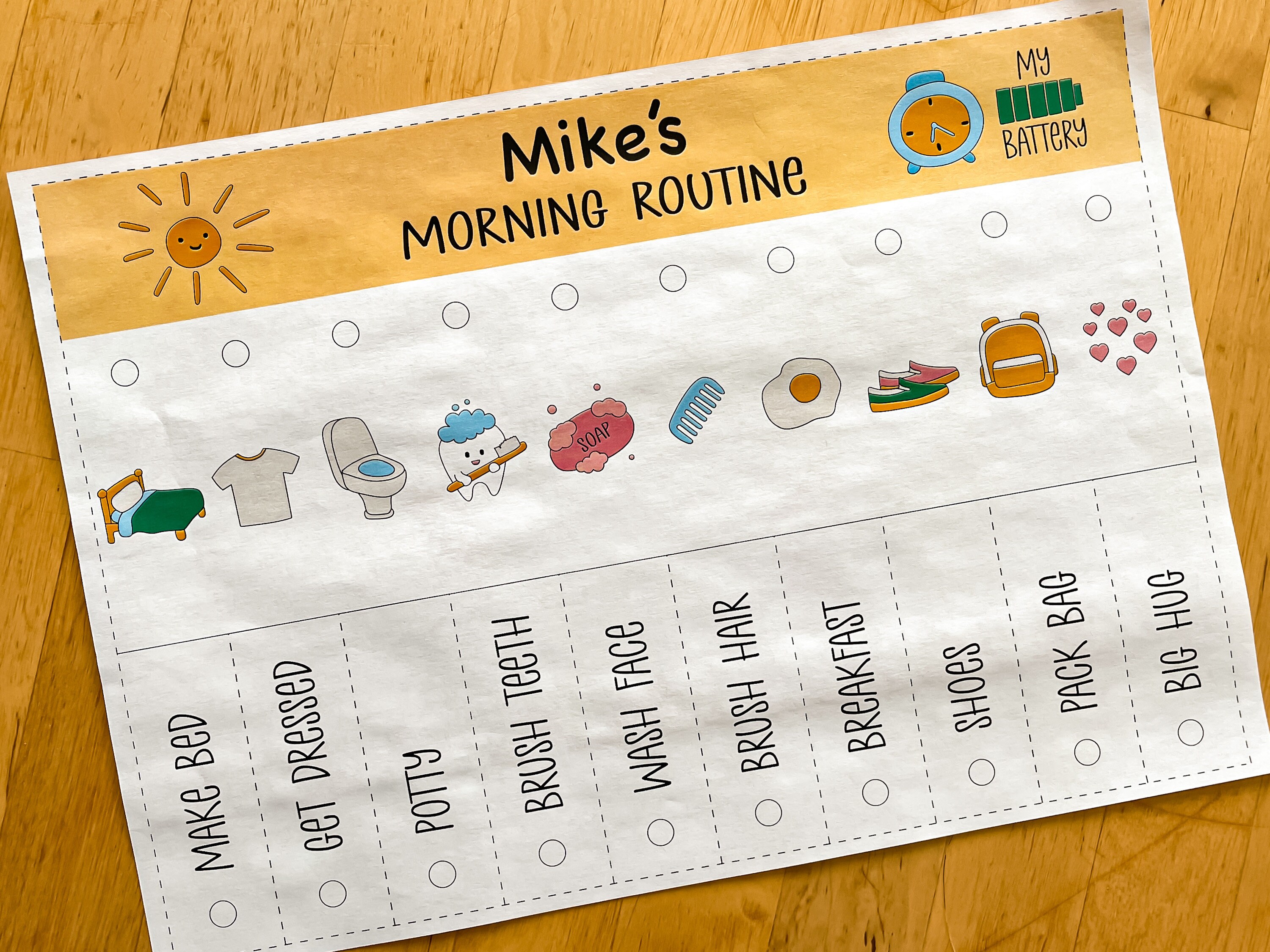 CUSTOMIZED Morning Routine Chart PDF - Chore Chart for Kids - Toddler ...