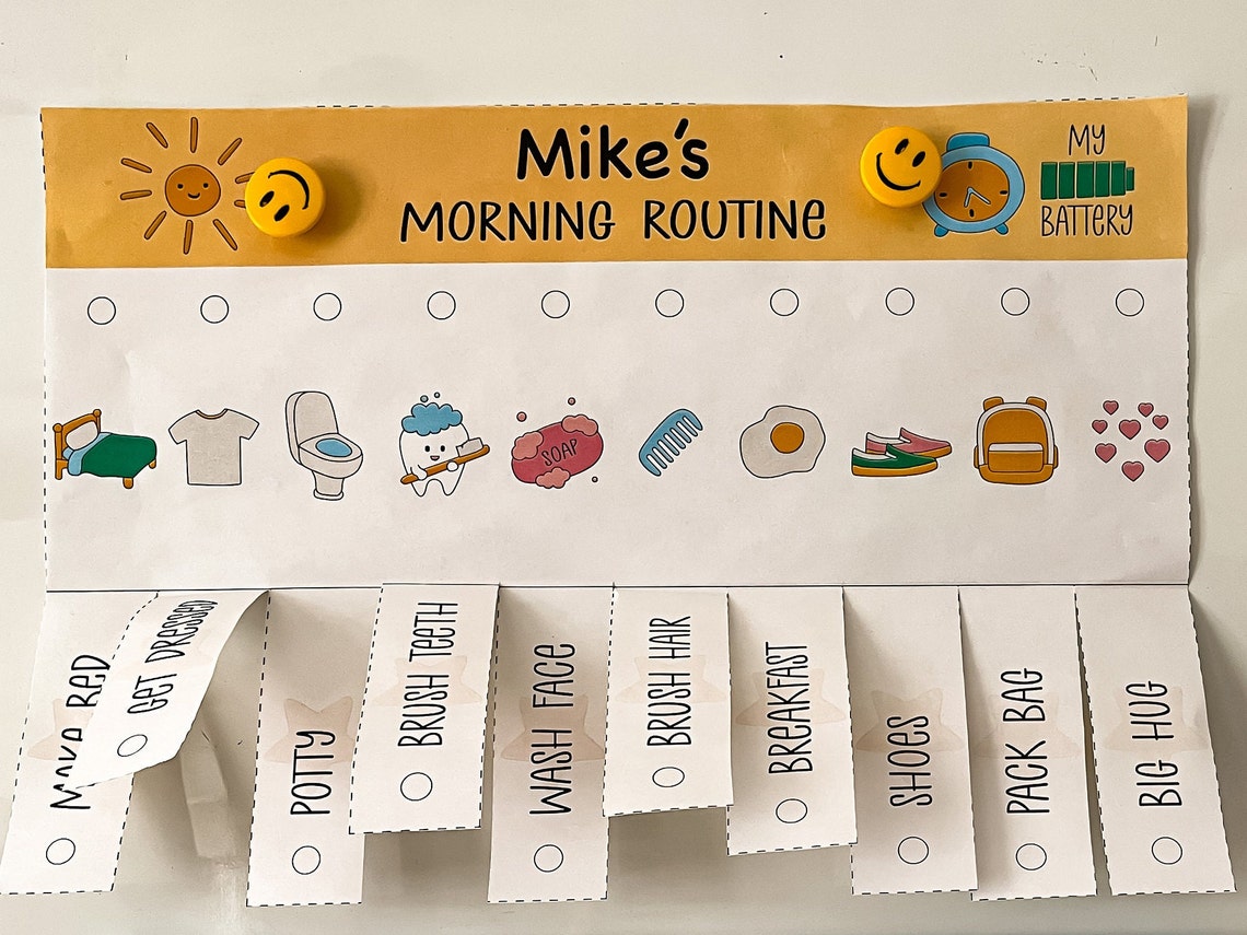 CUSTOMIZED Morning Routine Chart PDF - Chore Chart for Kids - Toddler ...