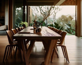 Table de conférence rustique en bois récupéré - Mobilier de bureau solide, Table de réunion en bois massif fabriquée à la main - Bureau exécutif