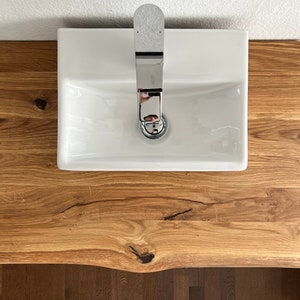 Vanity top / wooden vanity / vanity console / bathroom / sink / solid oiled oak / 100% customizable / natural edge
