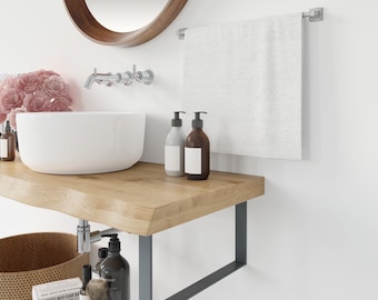 Unique Vanity Top - Solid Oak - Custom Bathroom Furniture - Natural Wood Edge Design - Personalized Bathroom Sink Counter
