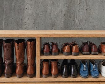 Shoe rack bench, solid oak shoe bench, shoe rack with seat, shoe bench, shoe rack