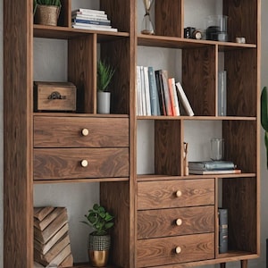 Real wood living room wall shelf, bookcase, modern wooden cabinet, solid wood cabinet, Nordic style, wall shelf, library, living wall