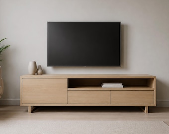 Eichen Lowboard "Lumino" / Sideboard / Konsolentisch aus Nussbaum / TV-Möbel / Wohnzimmer Schrank / Echtholz Konsolentisch