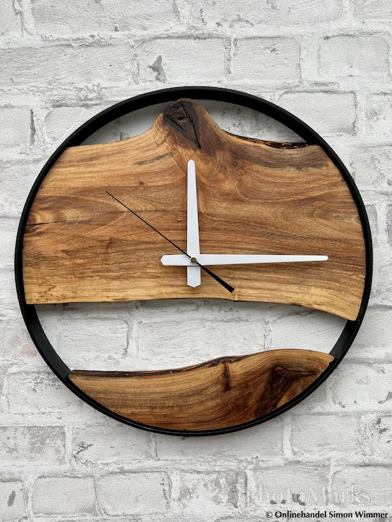 Orologio da parete in legno Live Edge, grande orologio da parete
