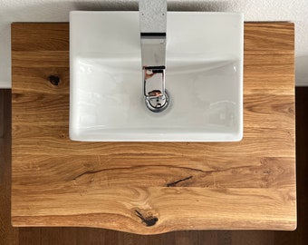 Encimera de tocador / tocador de madera / consola de tocador / baño / lavabo / roble macizo aceitado / 100% personalizable / borde natural