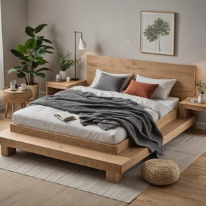 solid wood bed / oak bed / wooden bed / oak bed / real wood bed
