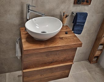 Solid Oak Wood Single Sink Floating Vanity Top, Wall Mount, Modern & Rustic Bathroom Vanity Top, 100% CUSTOM