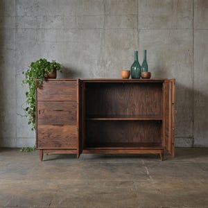 Cómoda de madera maciza, armario, aparador, consola, mesa de madera maciza, mueble de roble, cómoda de nogal, mueble de madera maciza