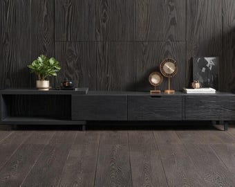 Aparador bajo de nogal / consola de roble / mueble de TV / mueble de salón / consola de madera maciza