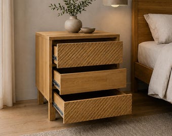 Solid wood bedside table "Nero" oak walnut, modern bedside table with wooden legs, individually customizable, made-to-measure nightstand